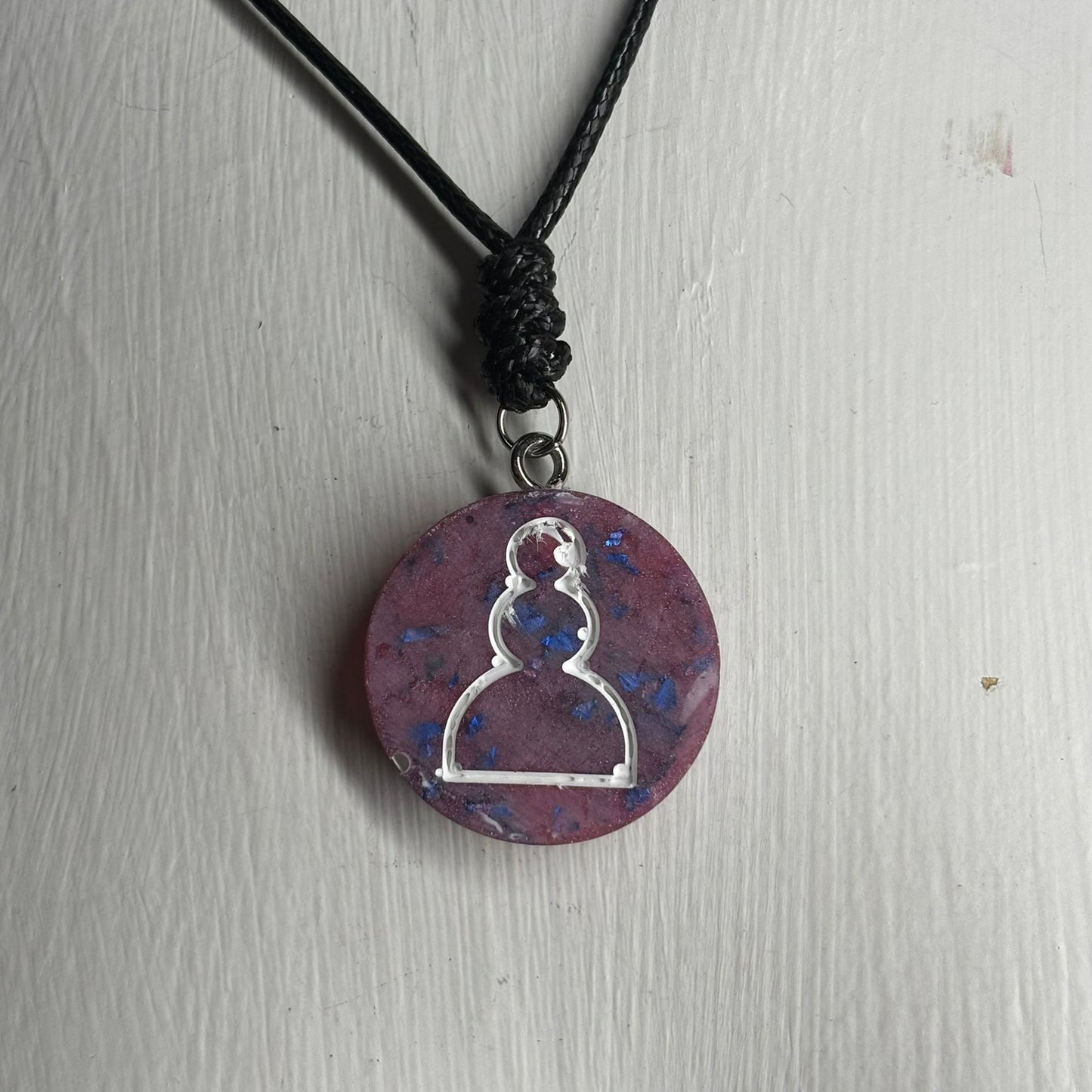 Purple/Pink Mixed Pawn - Handmade Resin Chess Necklace