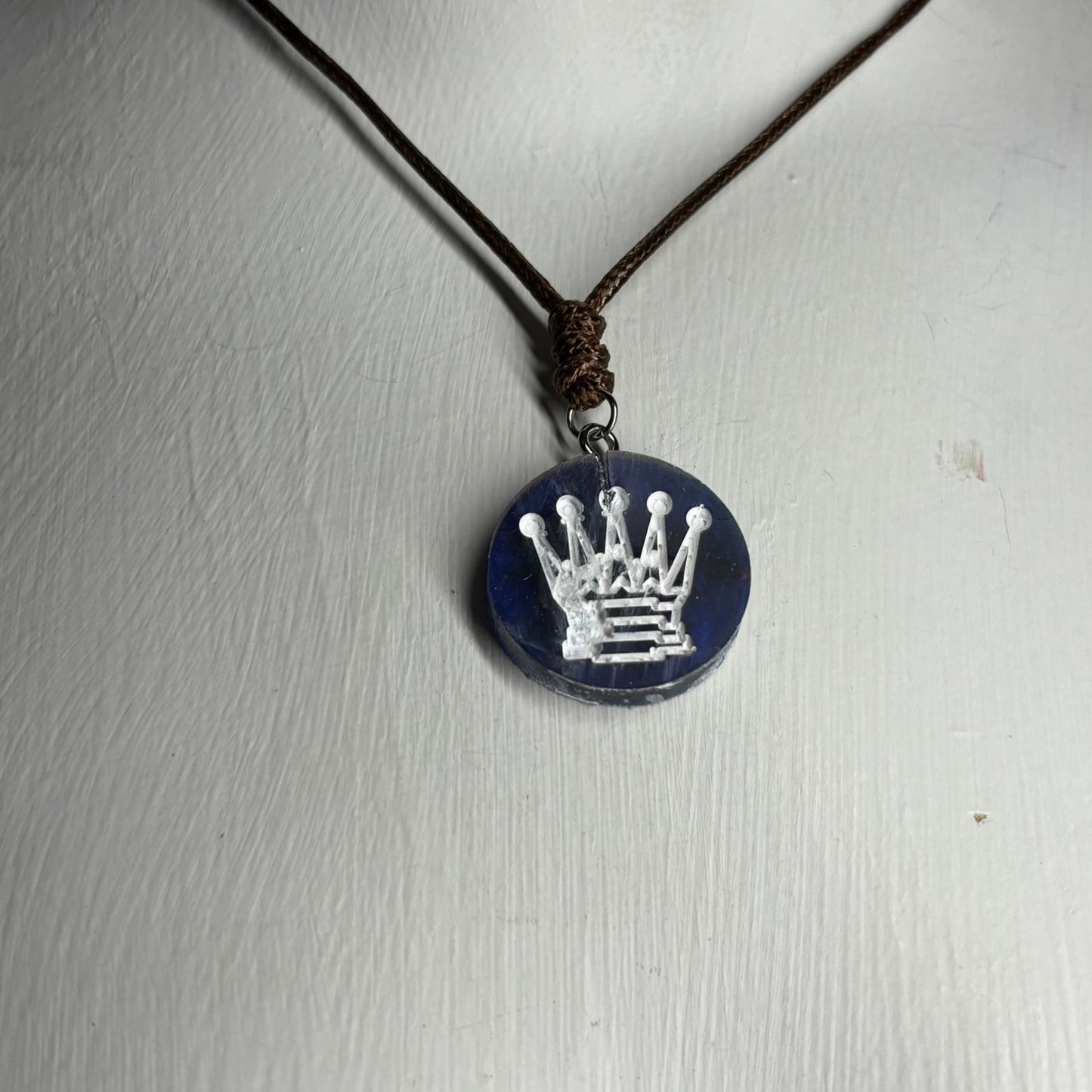 Navy Blue Queen - Handmade Resin Chess Necklace