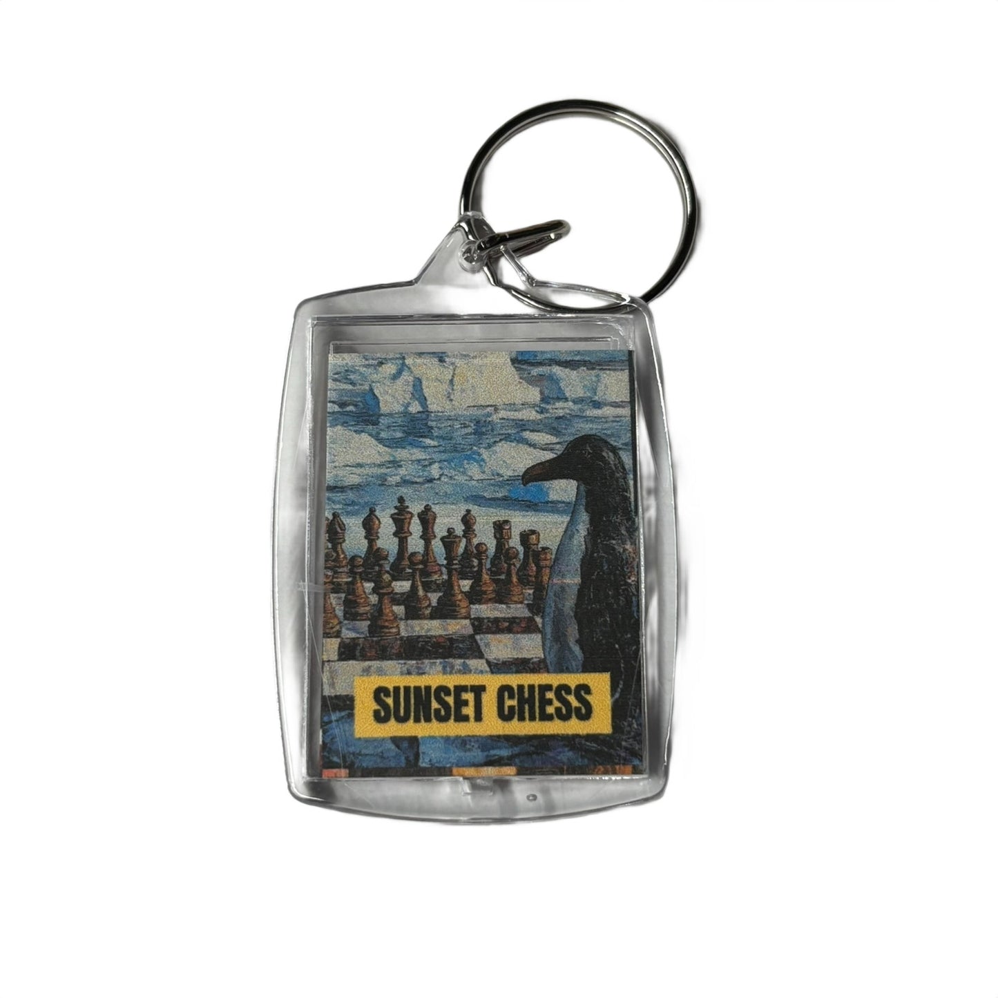 Penguin Games - Sunset Chess Photo Keychain