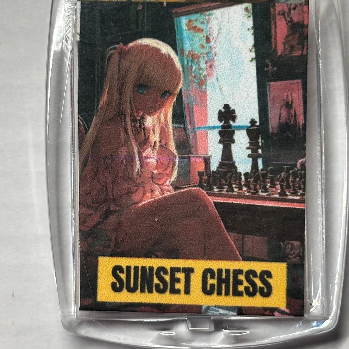 Pink Girl - Chess  Photo Keychain