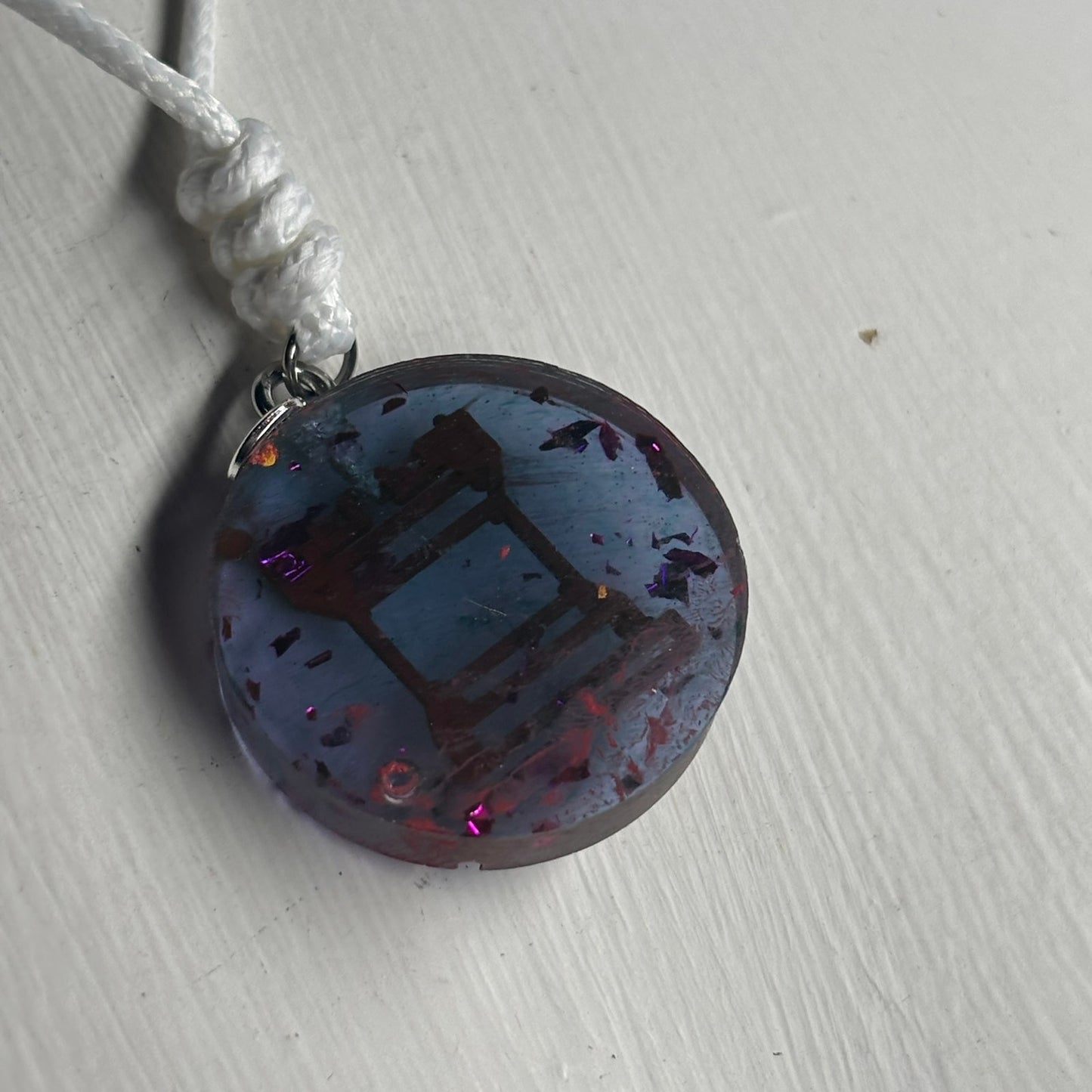 Purple Red Rook - Handmade Resin Chess Necklace