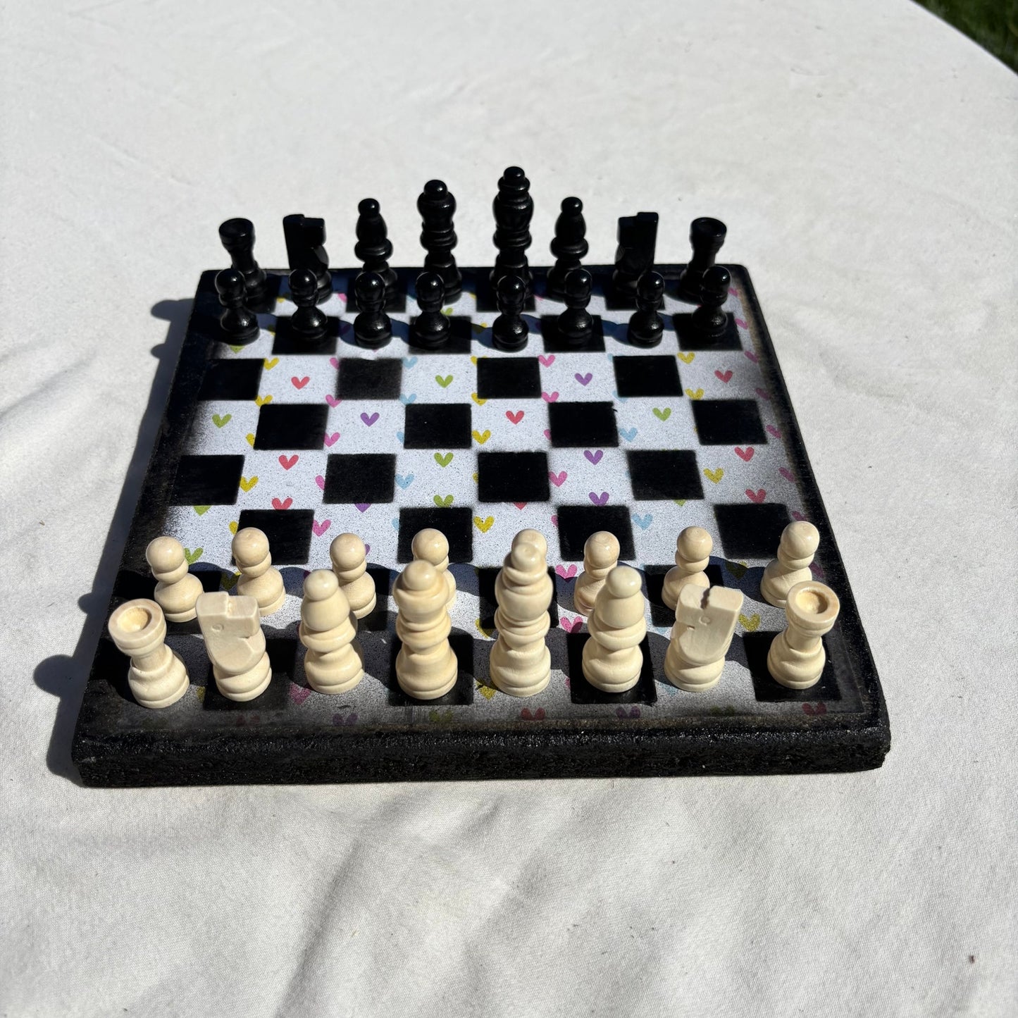 Colorful Hearts - Scrapbook Chess Set