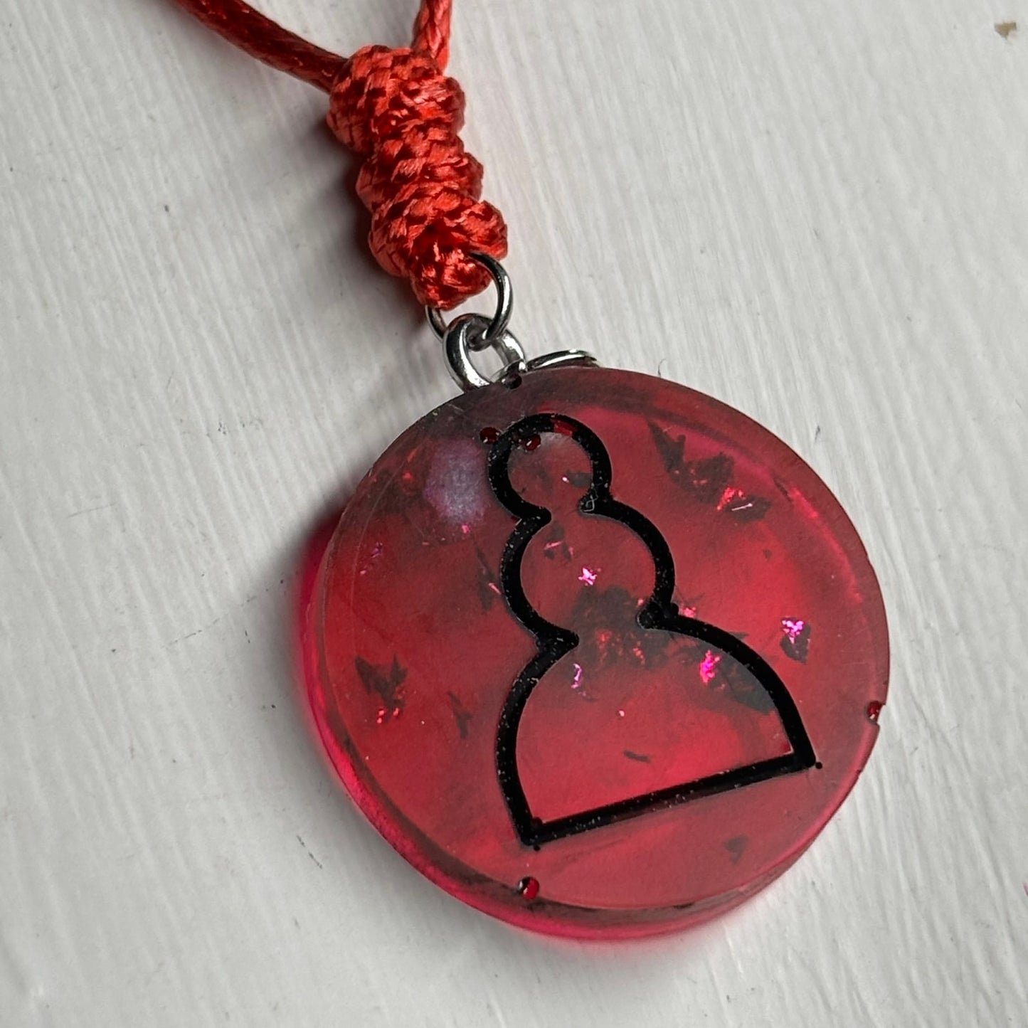 Translucent Red Pawn - Handmade Resin Chess Necklace