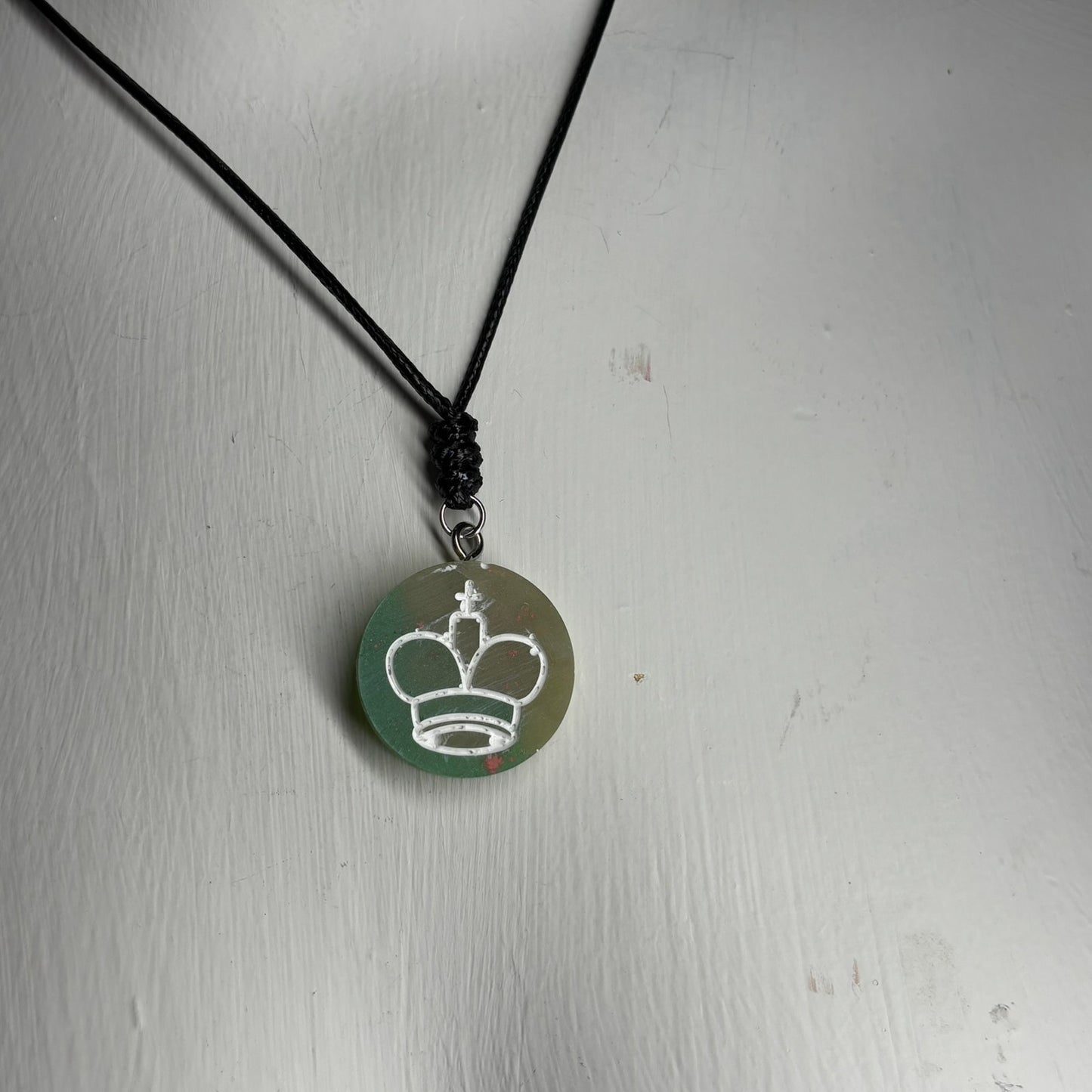 Lime Green King - Handmade Resin Chess Necklace