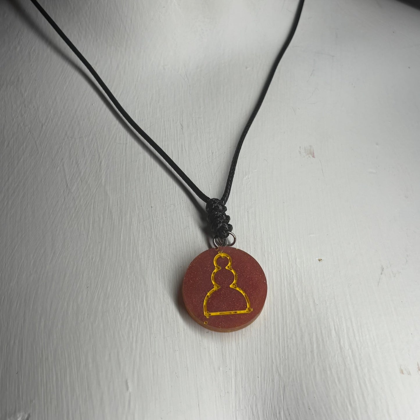 Dark Red Pawn - Handmade Resin Chess Necklace