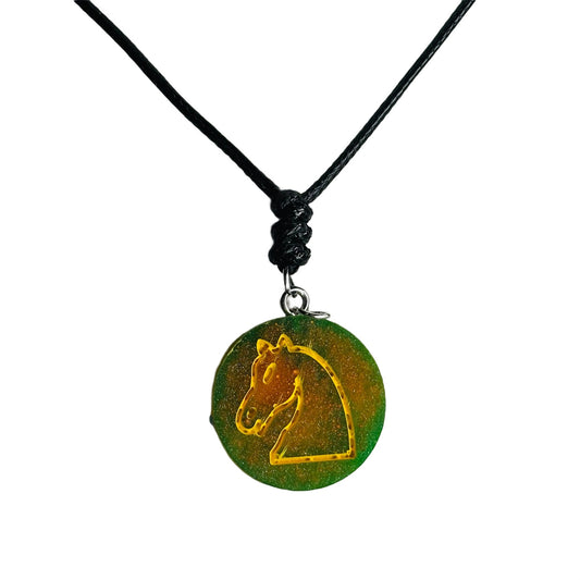 Green Mist Knight - Handmade Resin Chess Necklace