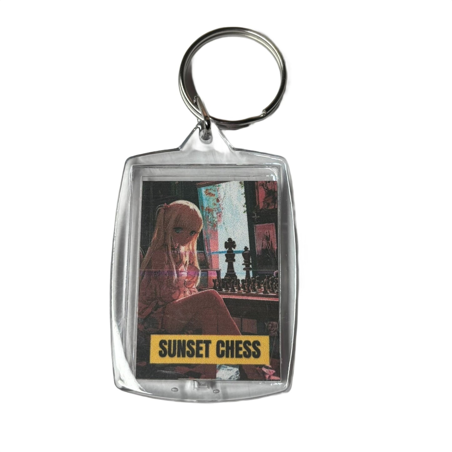 Anime Girl - Sunset Chess Photo Keychain