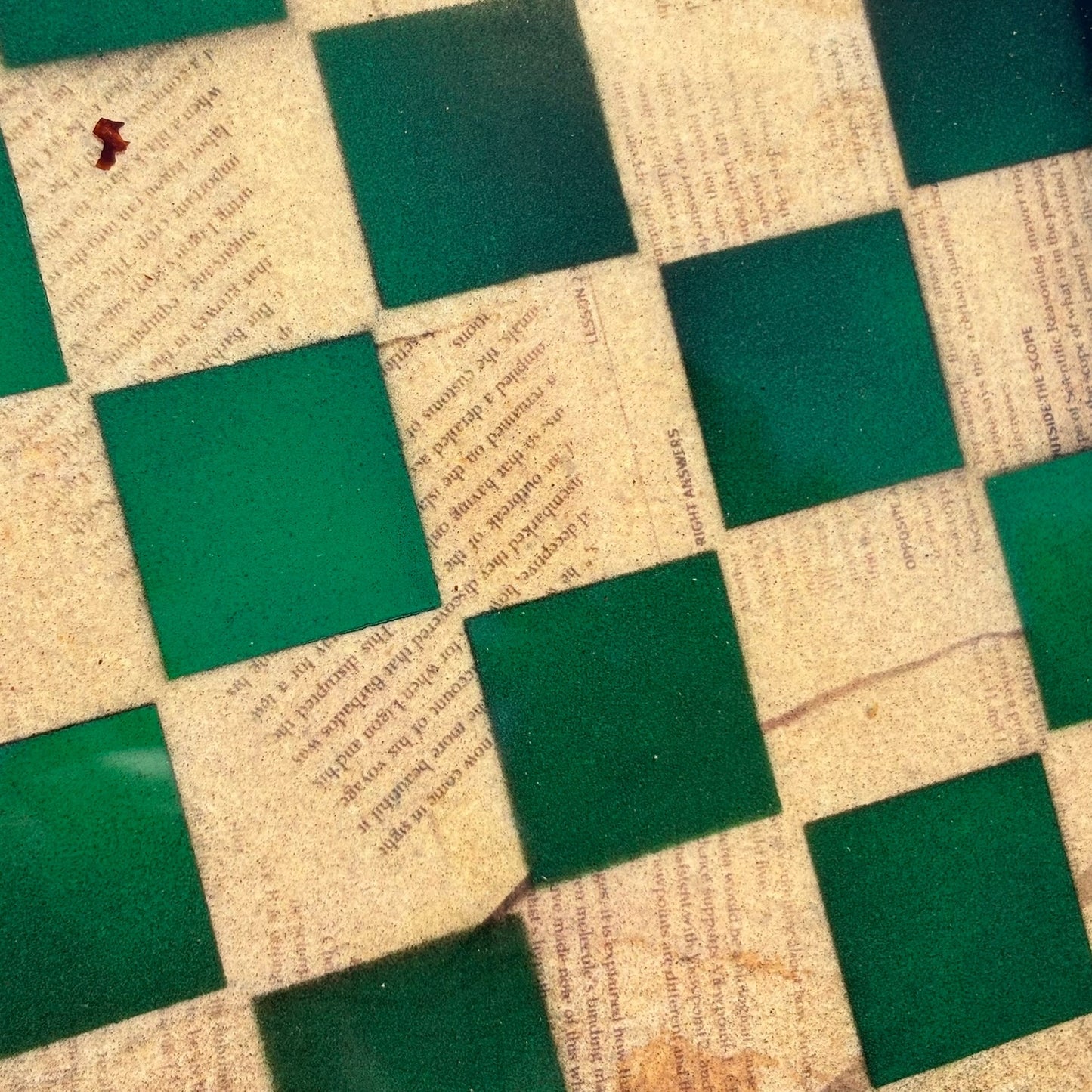 Vintage Green Cream - Resin Coated Chess Board