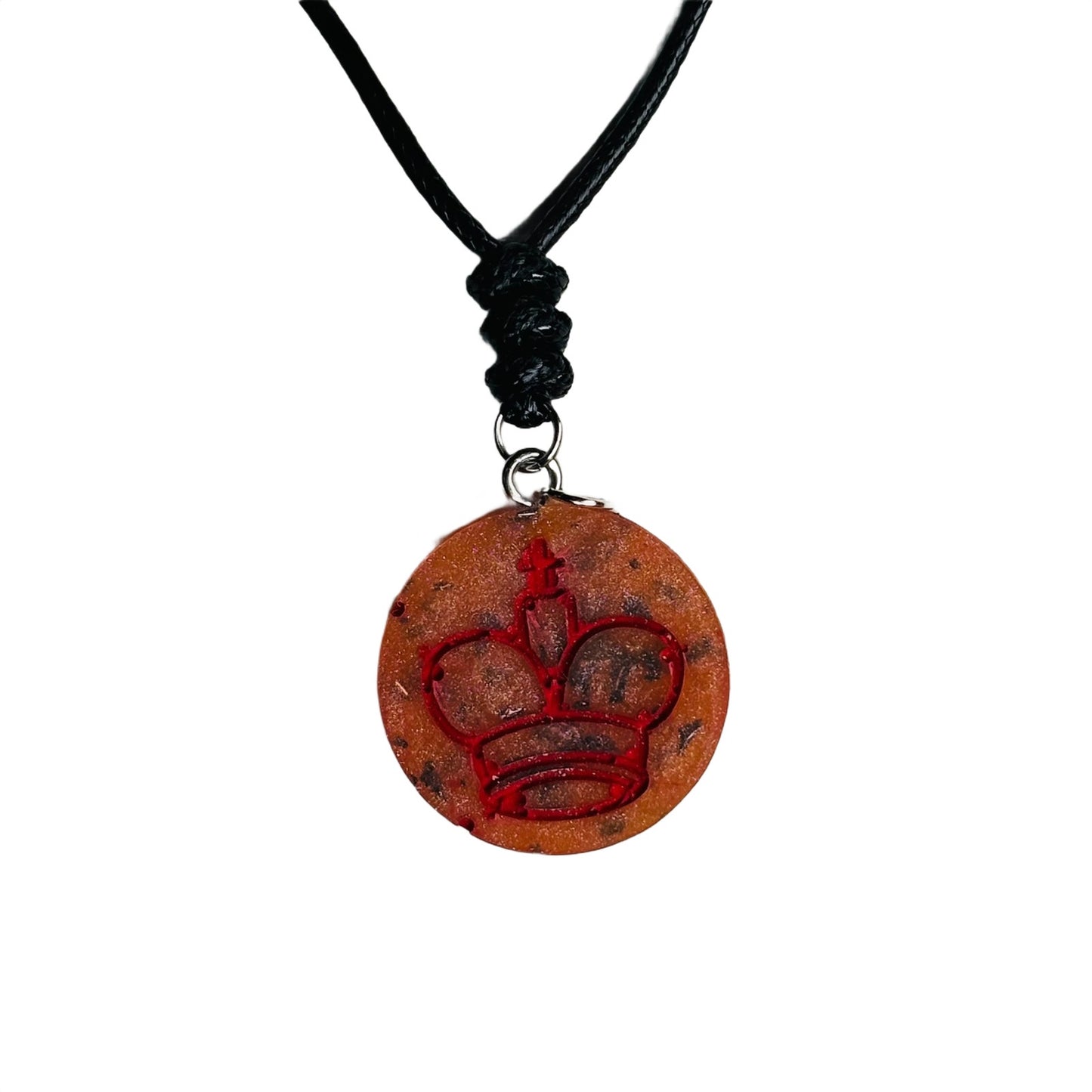 Orange Fire King - Handmade Resin Chess Necklace