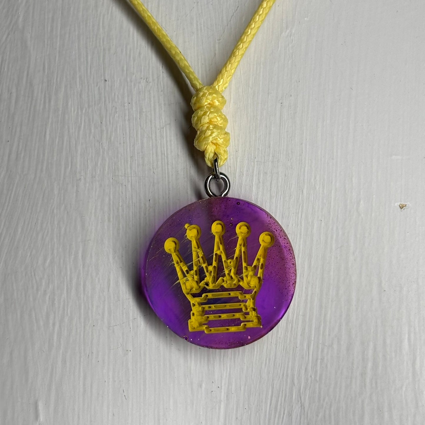 Purple Translucent Queen - Handmade Resin Chess Necklace