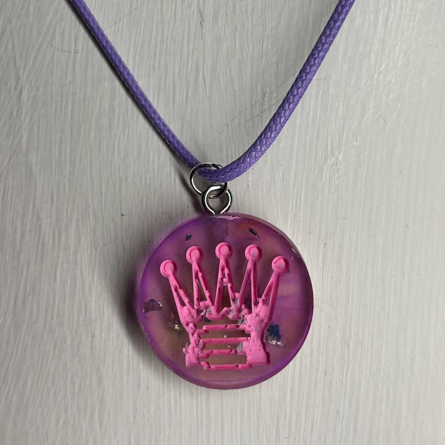 Purple Translucent Queen - Handmade Resin Chess Necklace