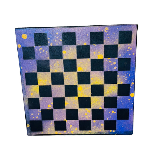 Purple Yellow Splash - Painted Chess Board