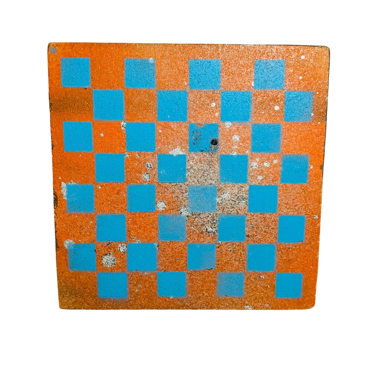 Blue Orange Splatter - Painted Double Sided Chess Board