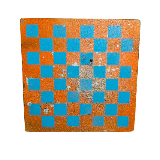 Blue Orange Splatter - Painted Double Sided Chess Board