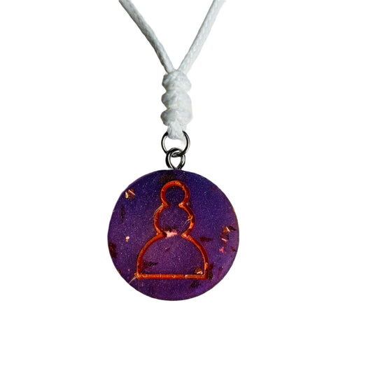 Halloween Purple Pawn - Handmade Resin Chess Necklace