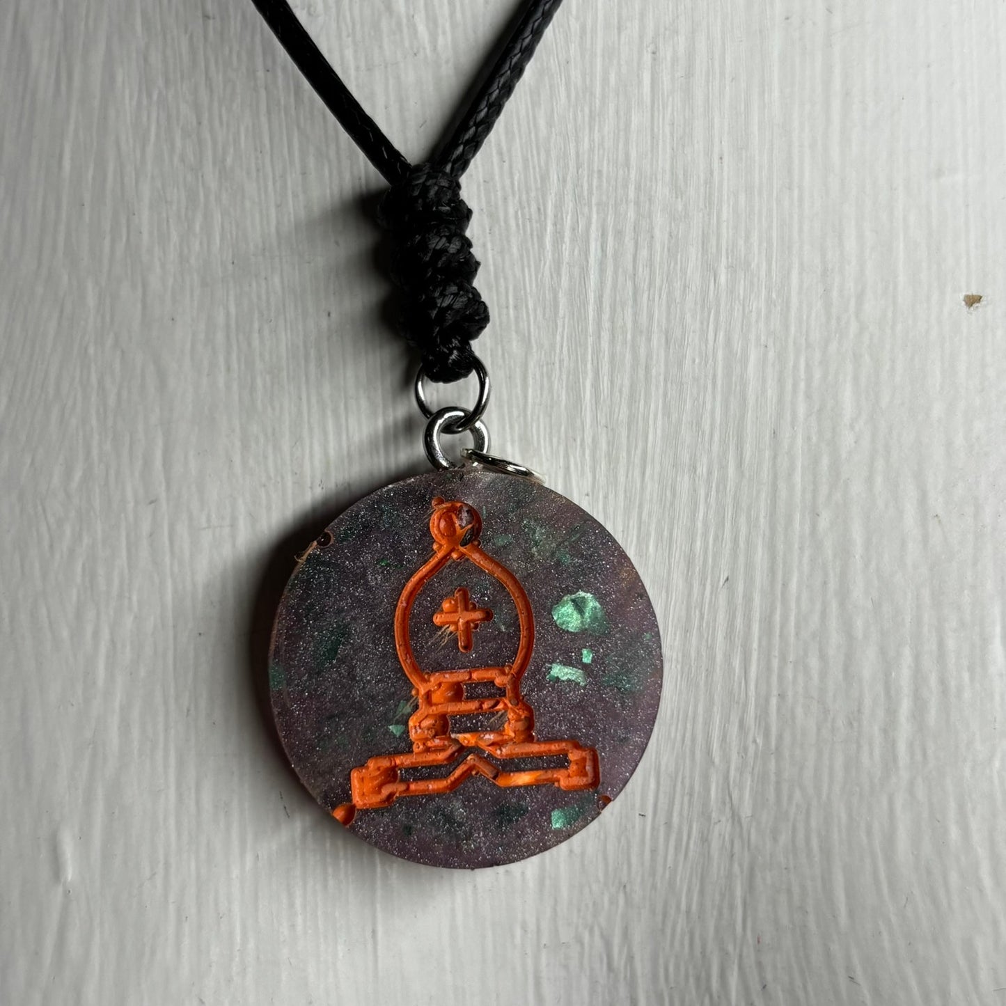 Purple Crystal Orange - Handmade Resin Chess Necklace