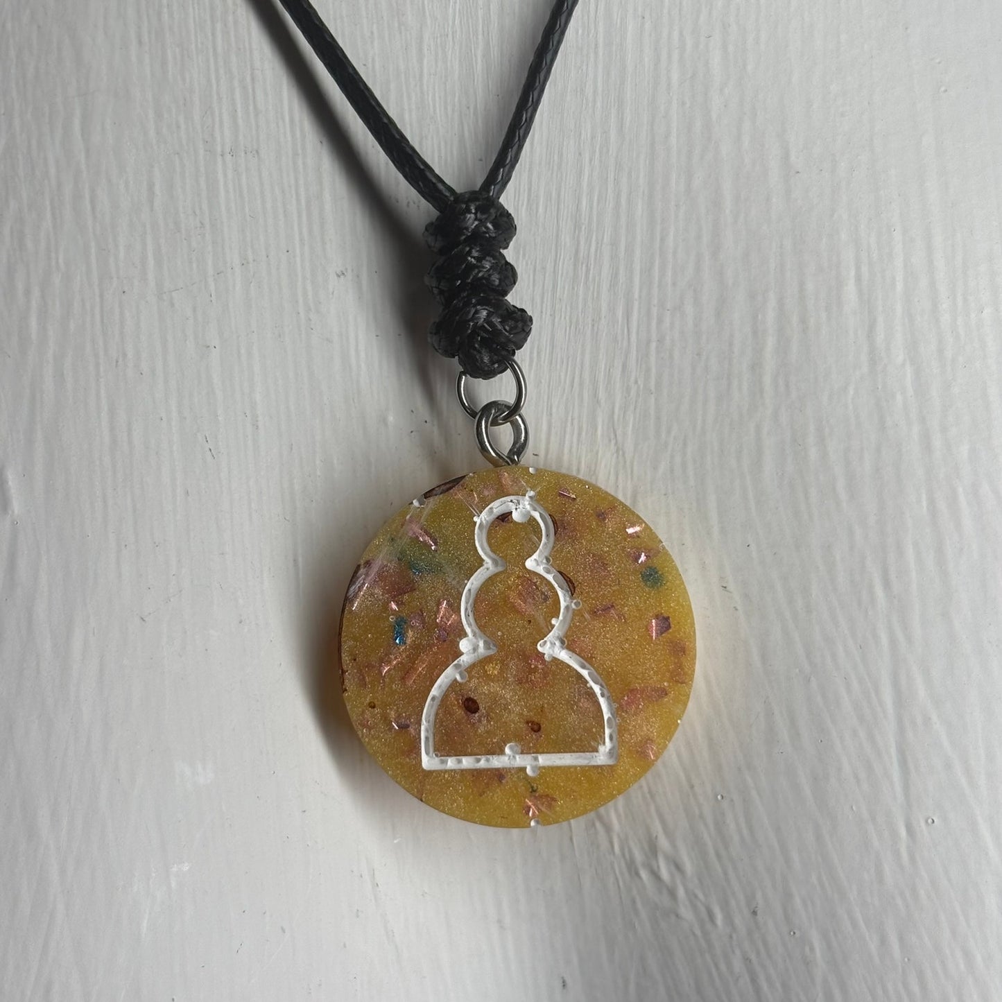 Yellow Crystal Pawn - Handmade Resin Chess Necklace