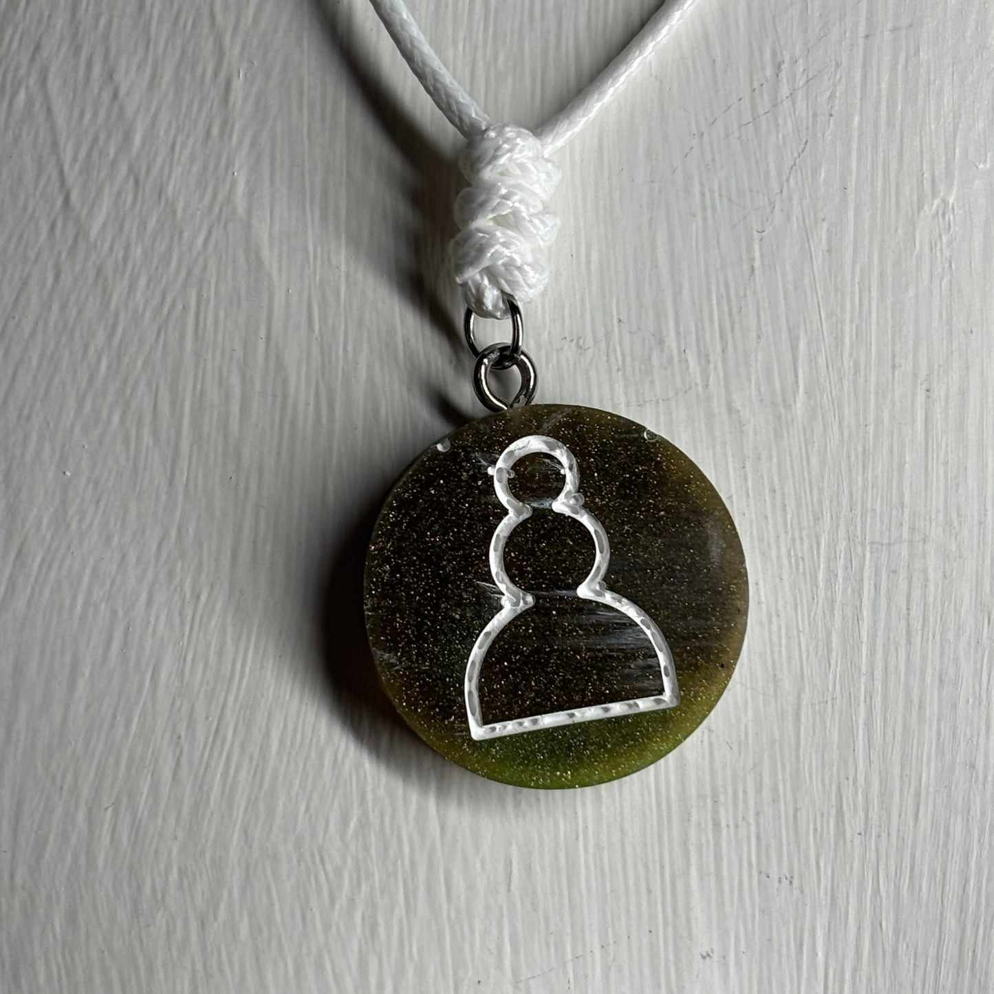 Dirty Green Pawn - Handmade Resin Chess Necklace