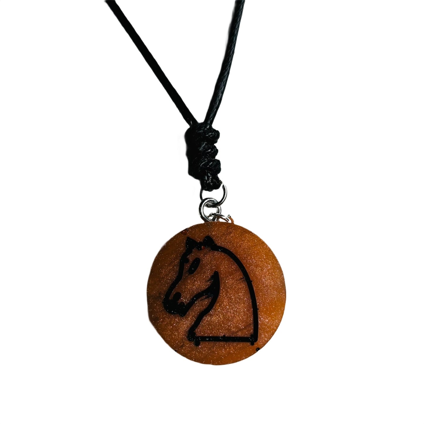 Orange Knight - Handmade Resin Chess Necklace