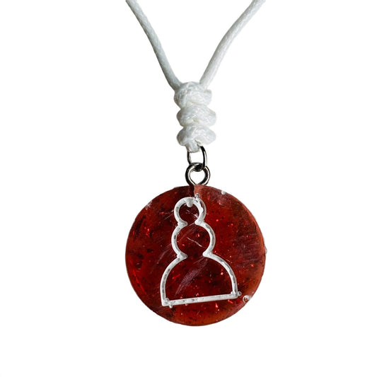 Burnt Red Pawn - Handmade Resin Chess Necklace