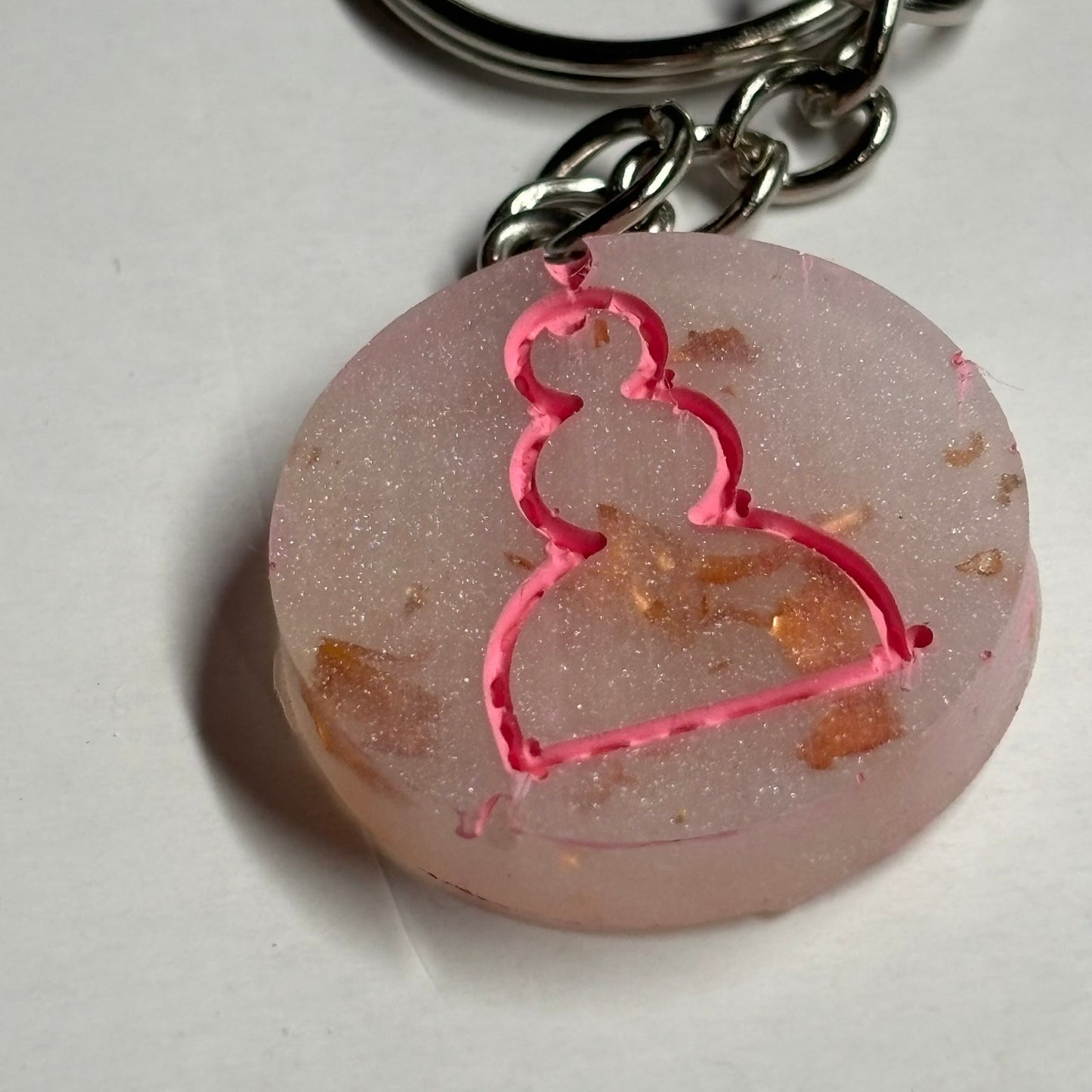White Cherry Sakura - Handmade Resin Keychain - Flat Edition