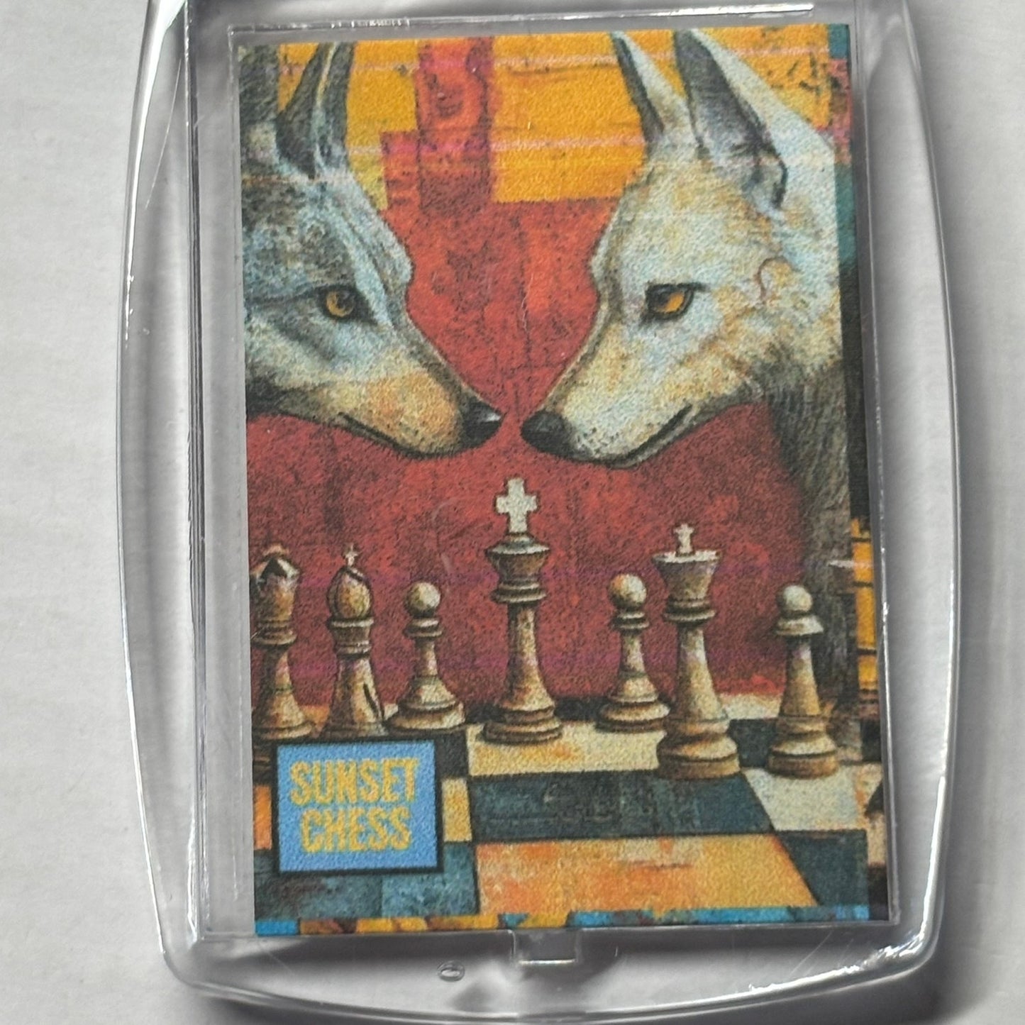 Wolves In Action - Chess  Photo Keychain