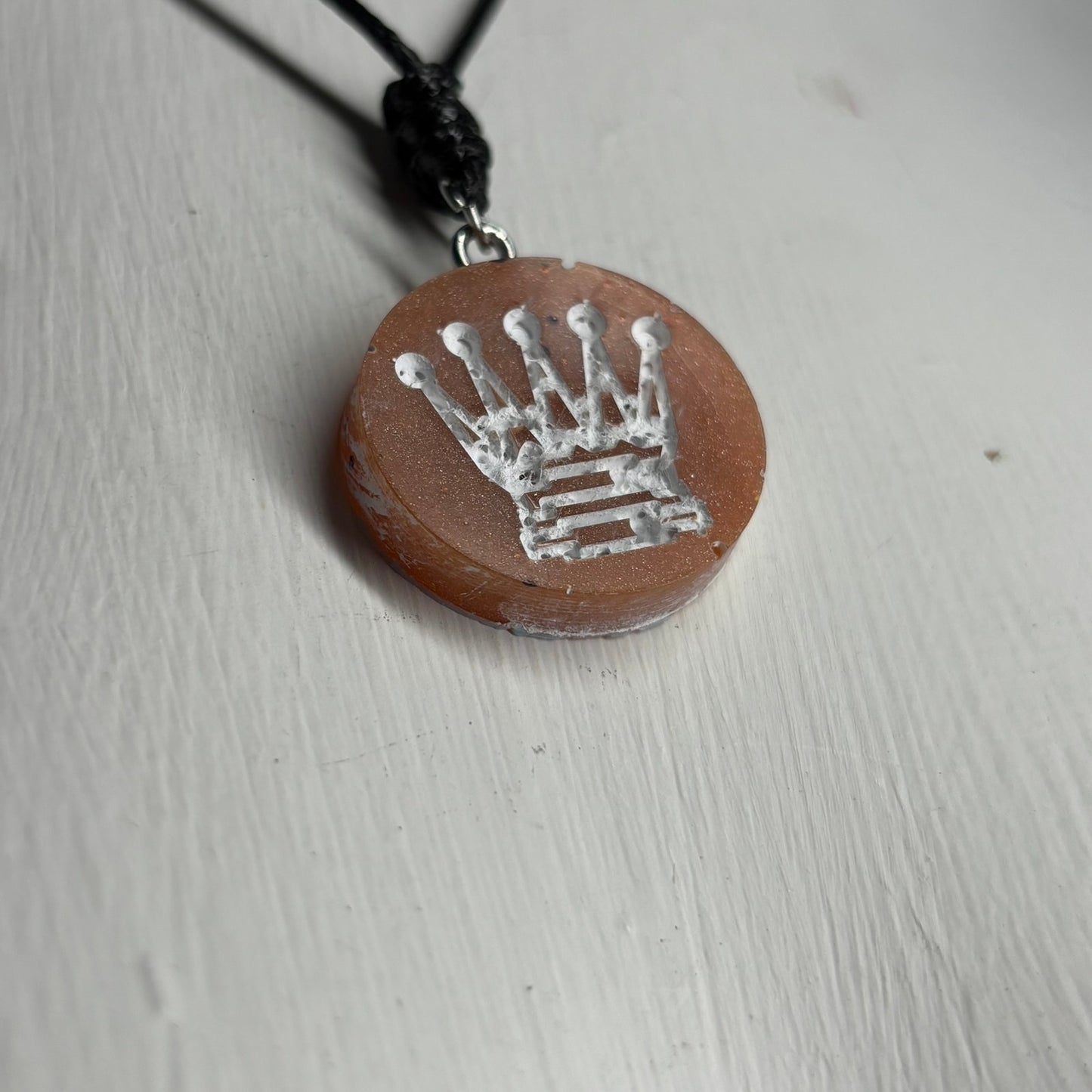 Orange Red Queen - Handmade Resin Chess Necklace