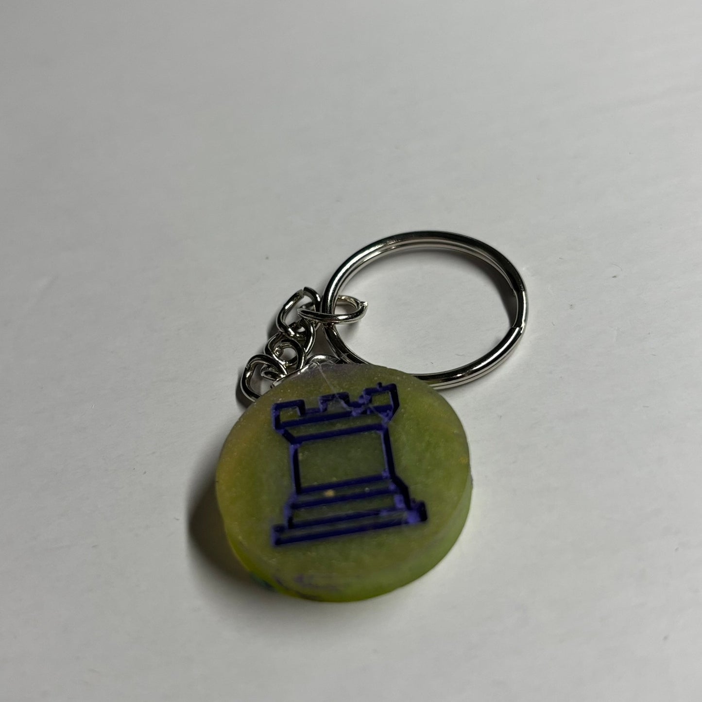Green Purple Rook - Handmade Resin Keychain