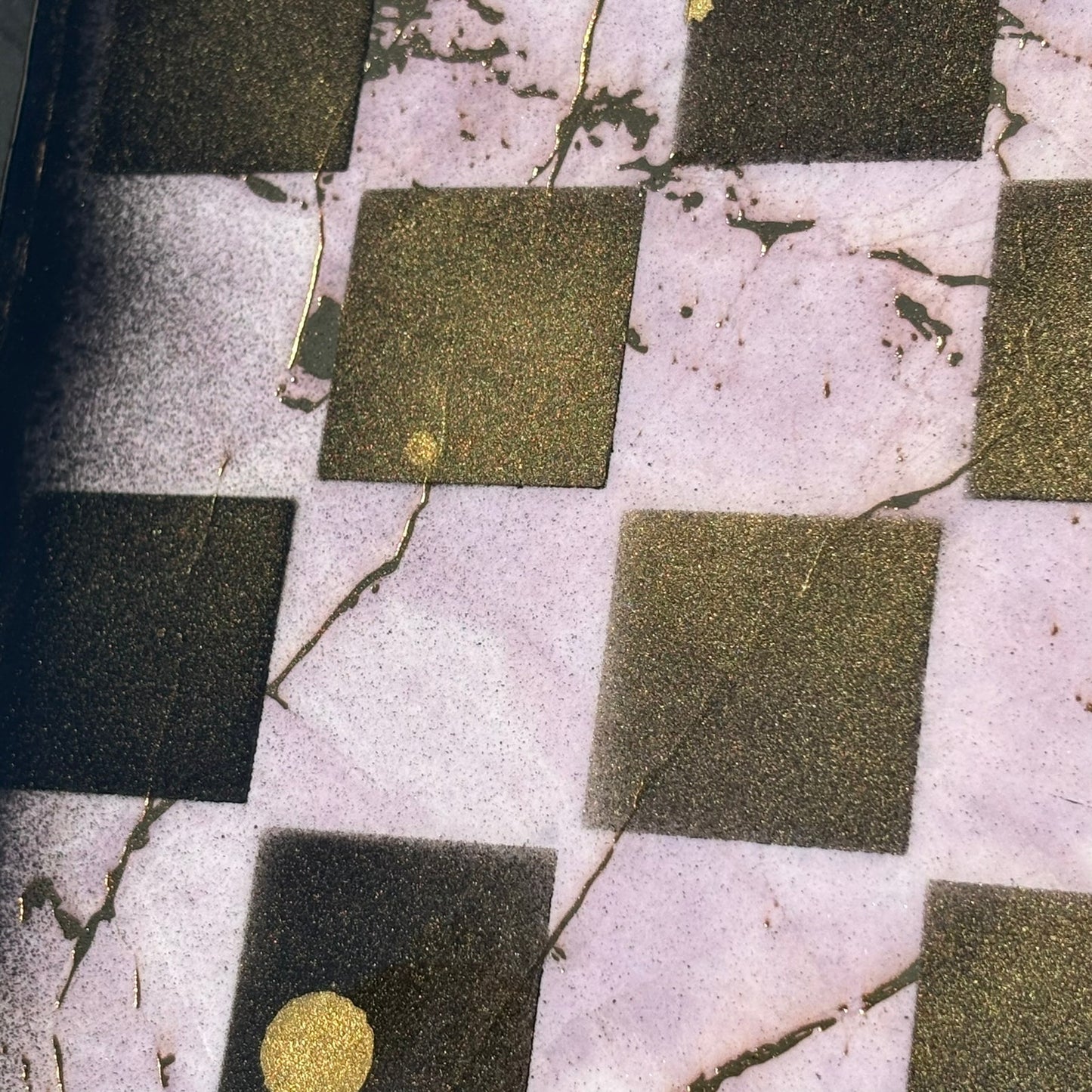 Golden Pink Marble Style - Resin Coated Chess Board