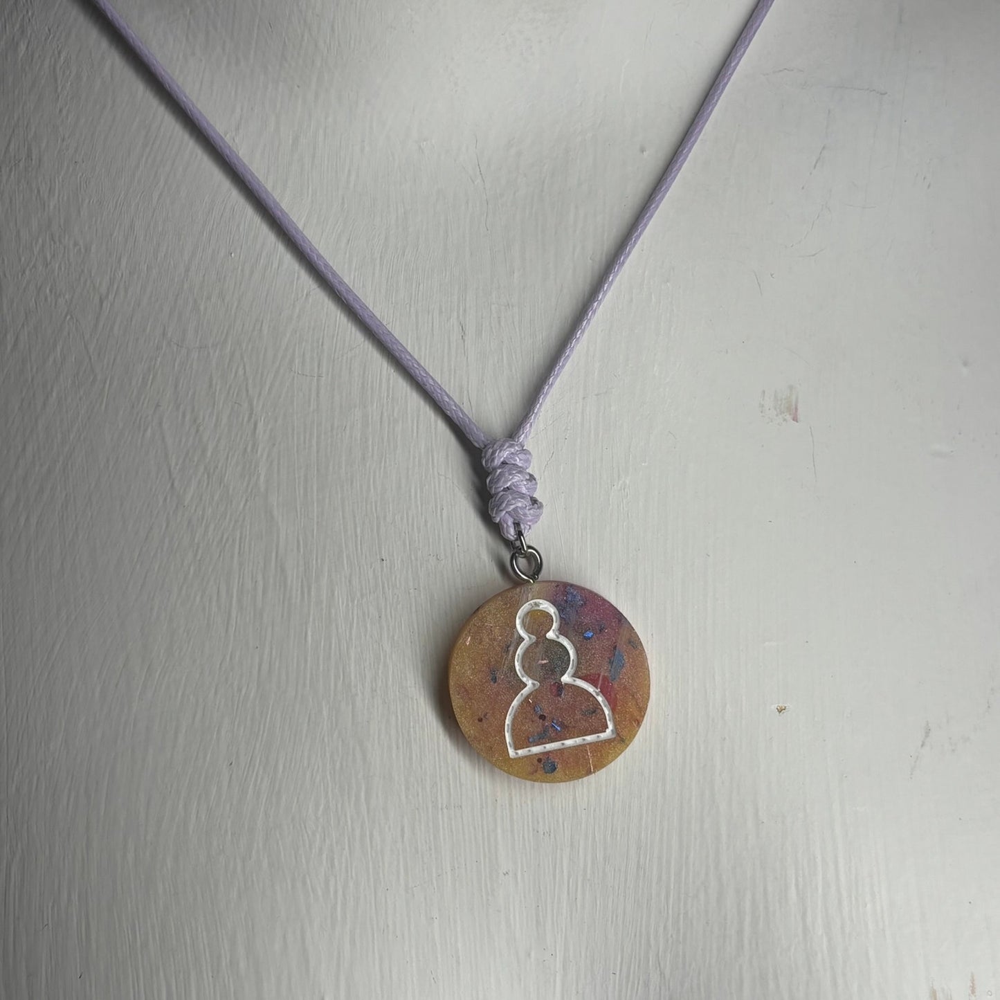 Sunset Yellow Pawn - Handmade Resin Chess Necklace