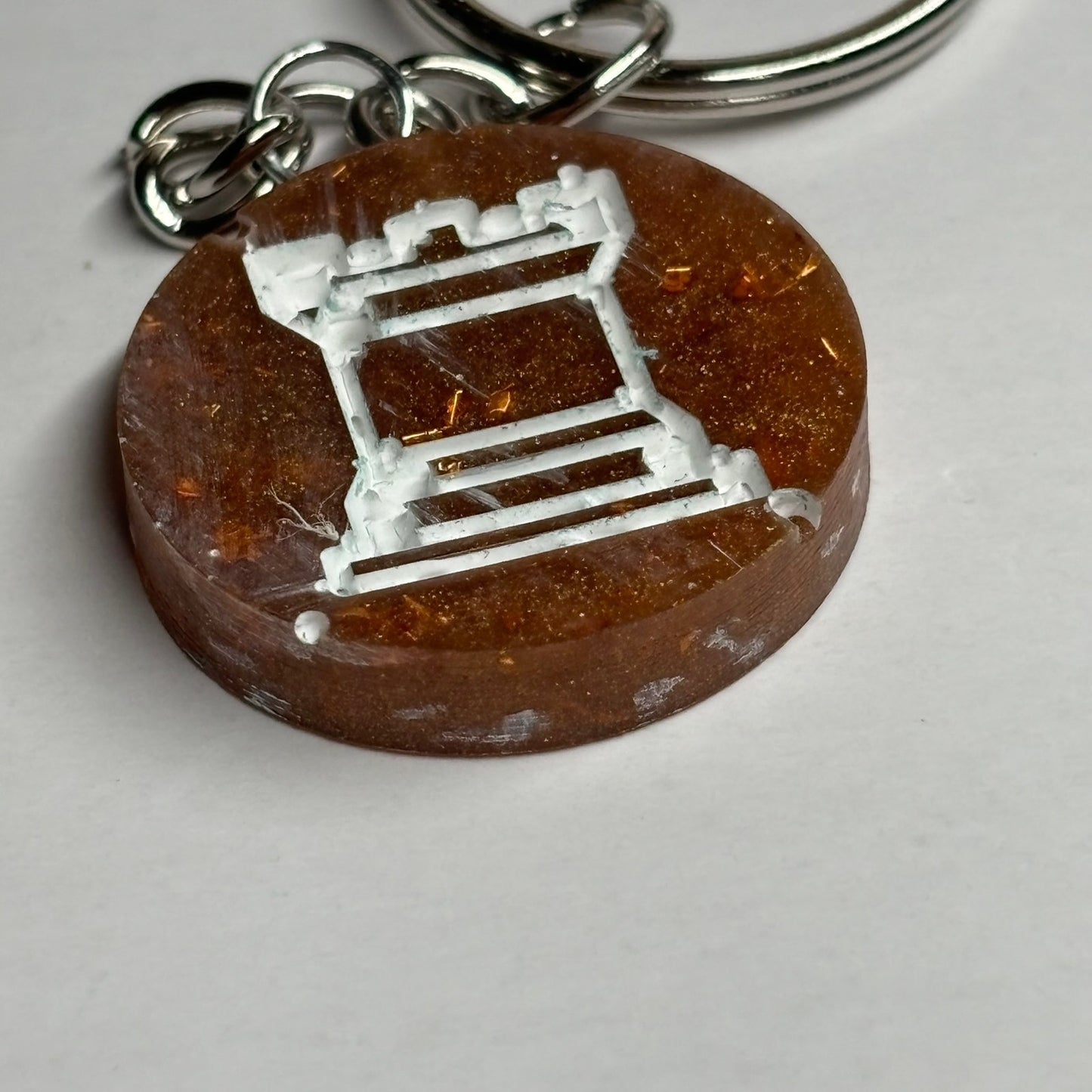 Amber Orange Rook - Handmade Resin Keychain