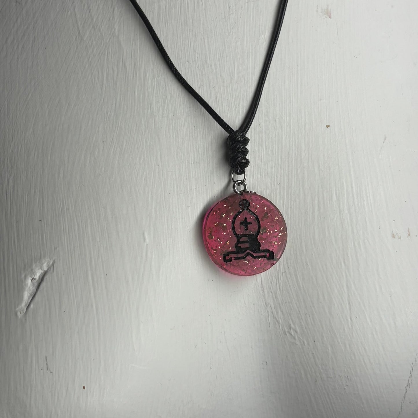 Sparkle Red Pawn - Handmade Resin Chess Necklace