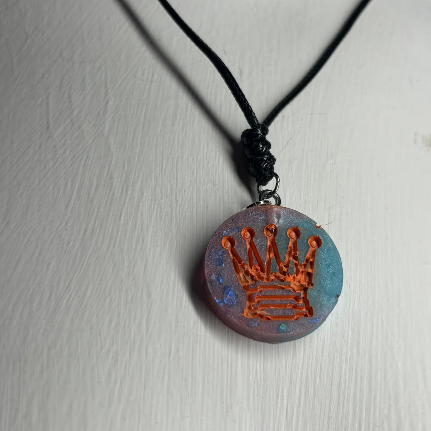 Miami Orange Queen - Handmade Resin Chess Necklace