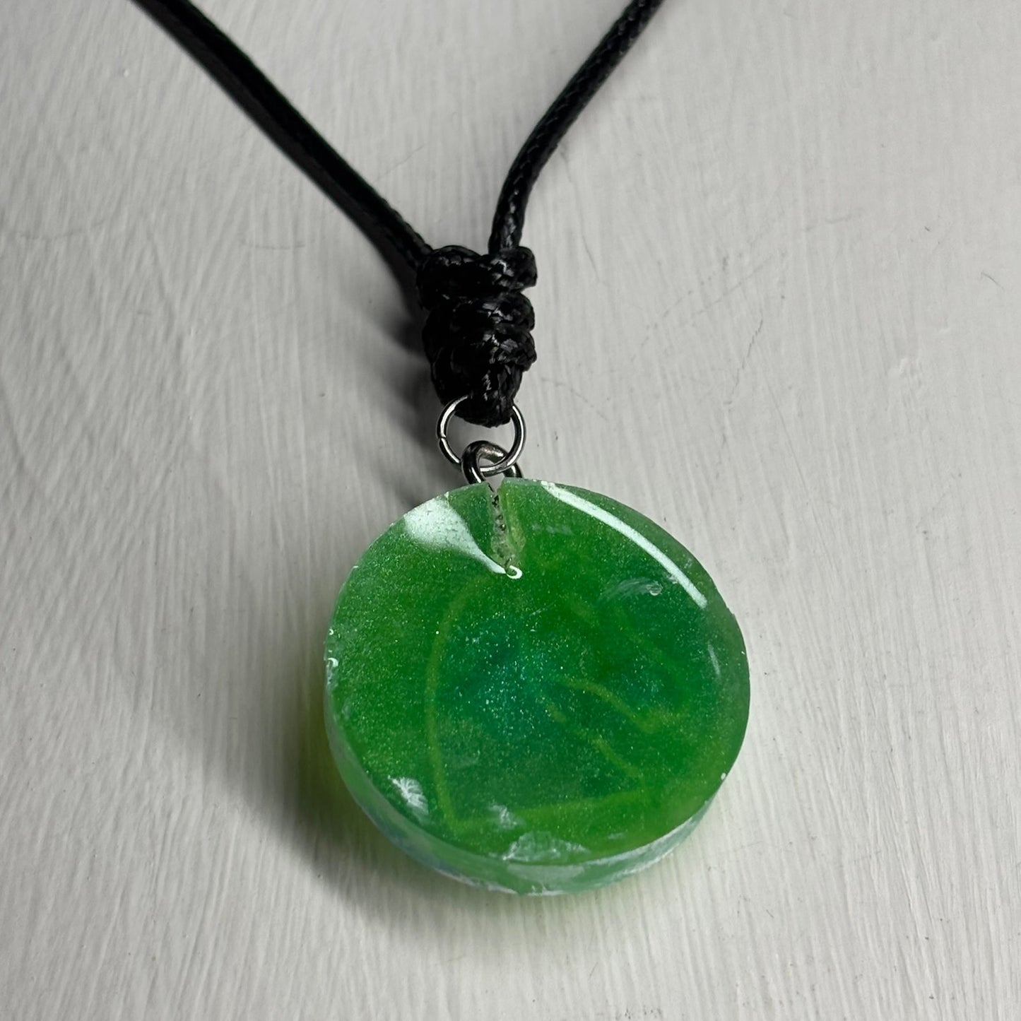 Cool Green Knight - Handmade Resin Chess Necklace - Flat Edition