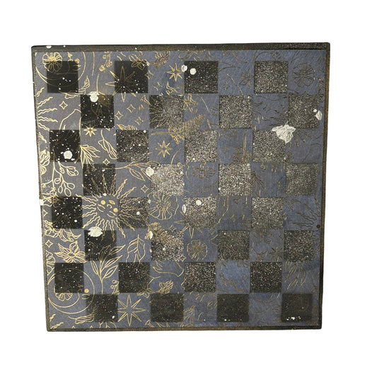 Dark Blue Golden Linings - Scrapbook Chess Board
