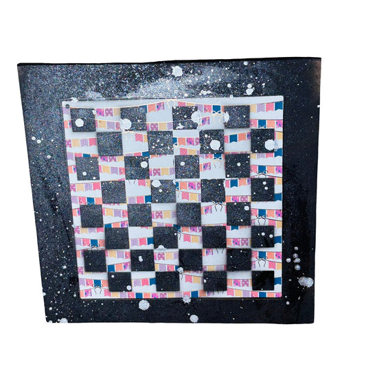 Rainbow Banner Chrome Drip - Large Scrapbook Chess Board