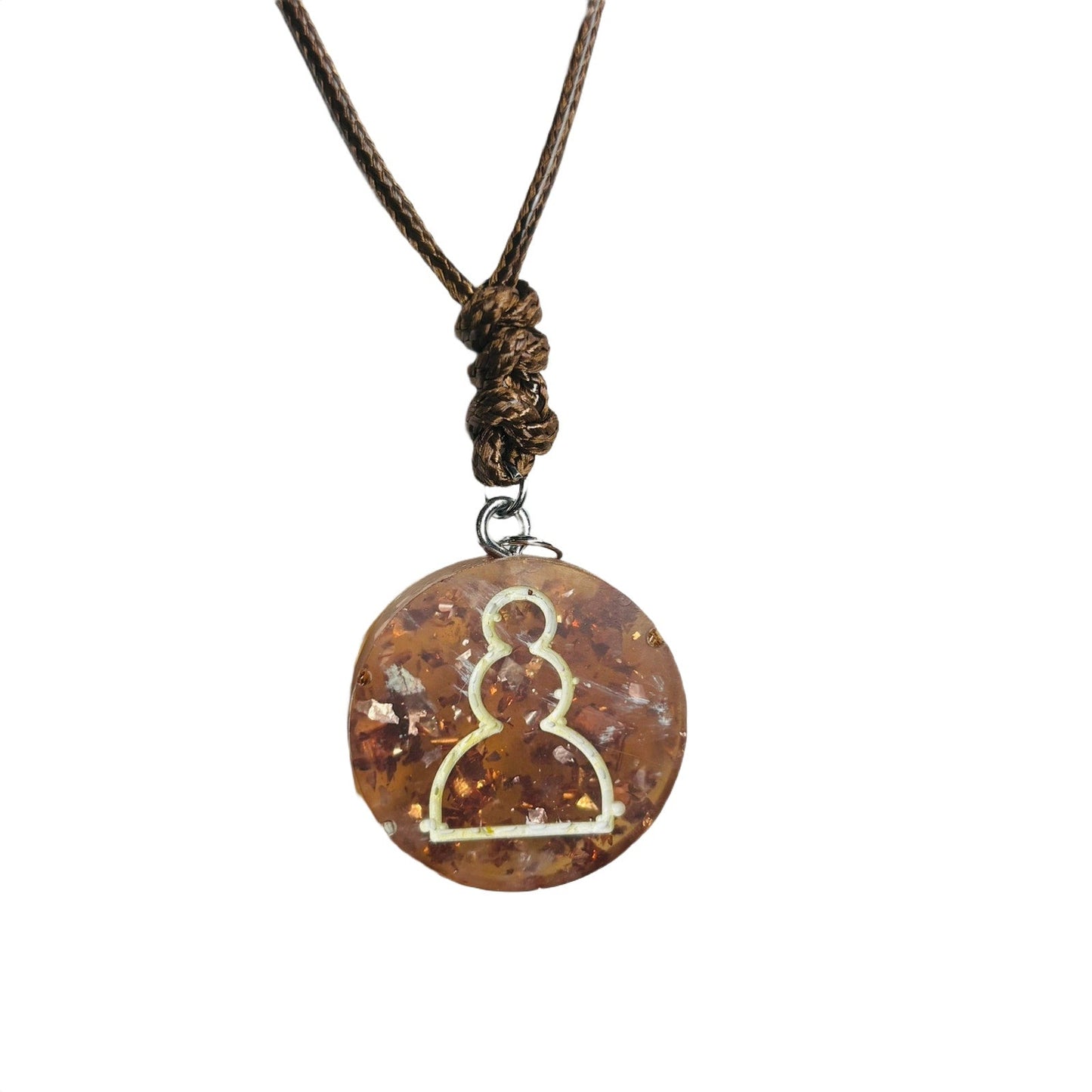 🎁 Brown Amber Pawn - Handmade Resin Chess Necklace (100% off)