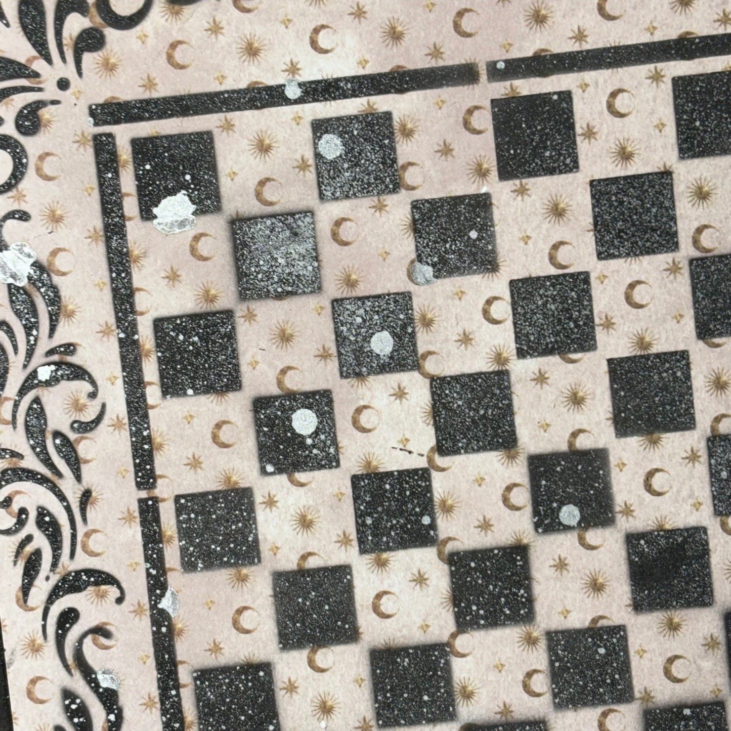 Cream Moon - Scrapbook Chess Board