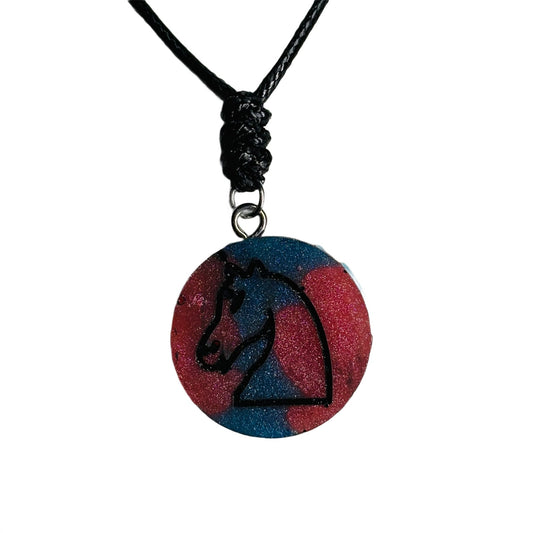 Dark Knight Enmeshment - Handmade Resin Chess Necklace