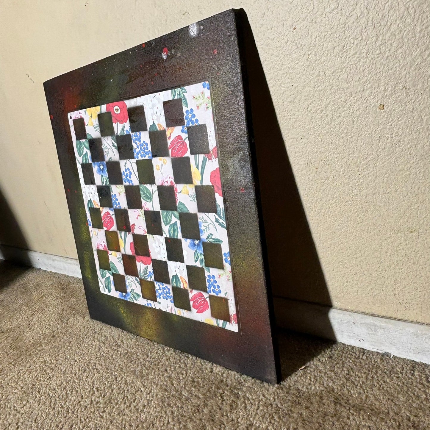 Colorful Flower Garden Pattern - Large Scrapbook Chess Board