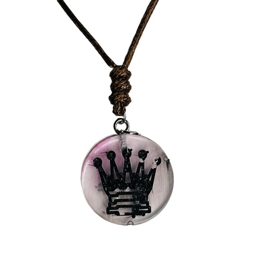 Cherry Vintage Pink Queen - Handmade Resin Chess Necklace