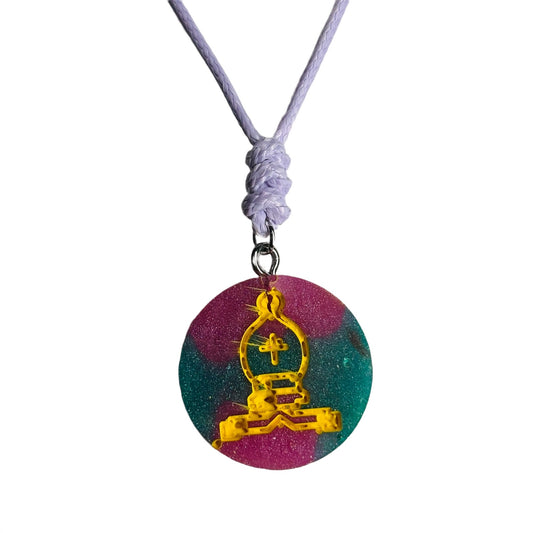 Color Swirl Bishop - Handmade Resin Chess Necklace