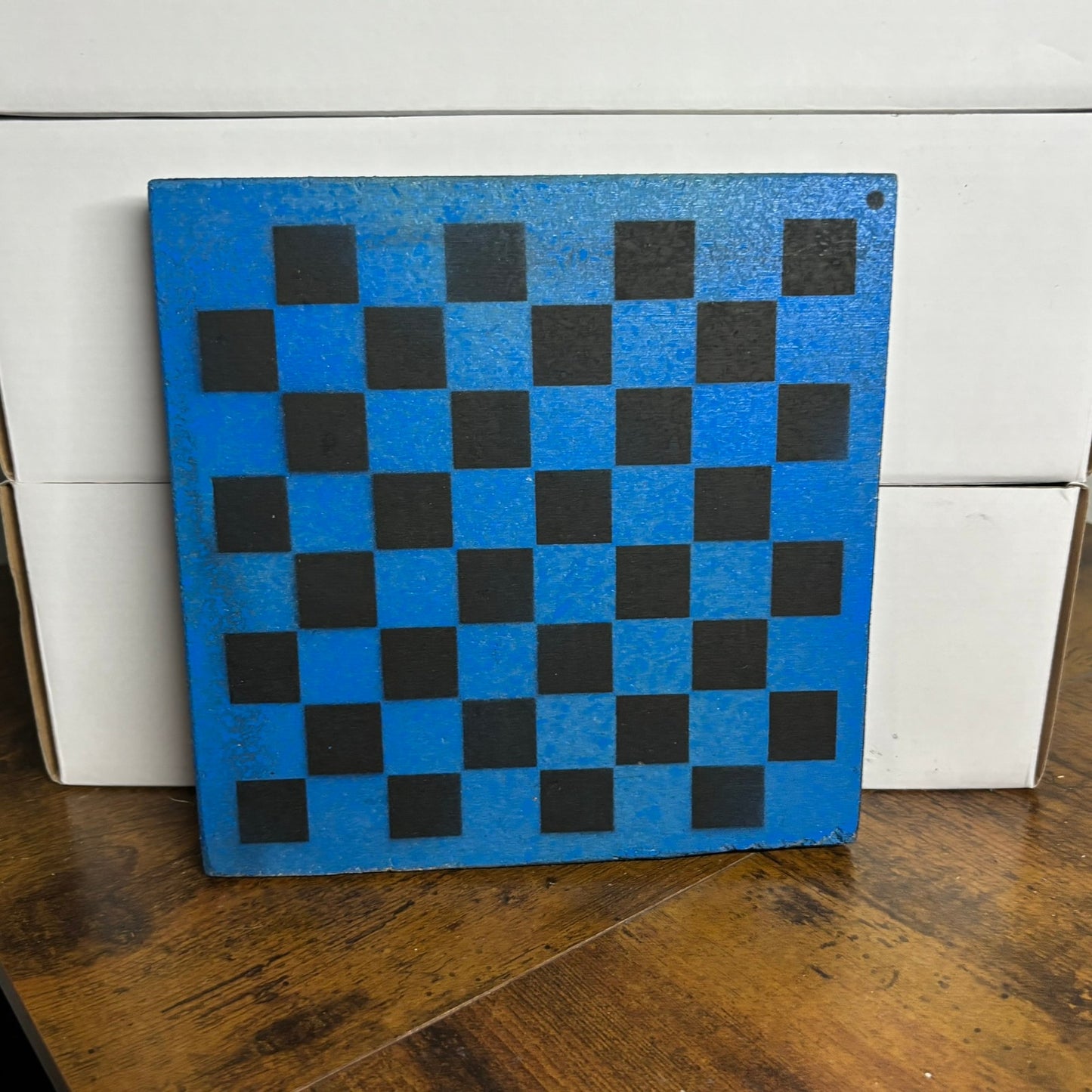 Blue & Black - Painted Double Sided Chess Board