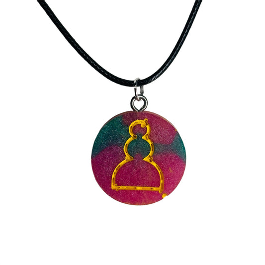 Pink Mesh Pawn - Handmade Resin Chess Necklace