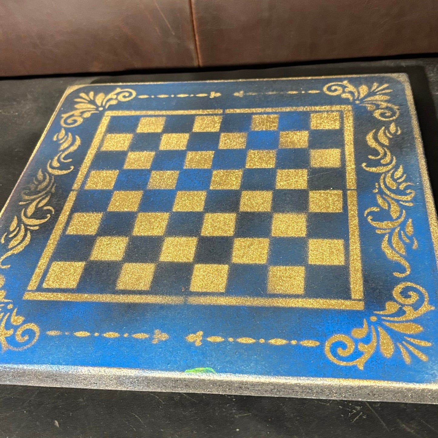 Blue Gold - Painted Chess Board