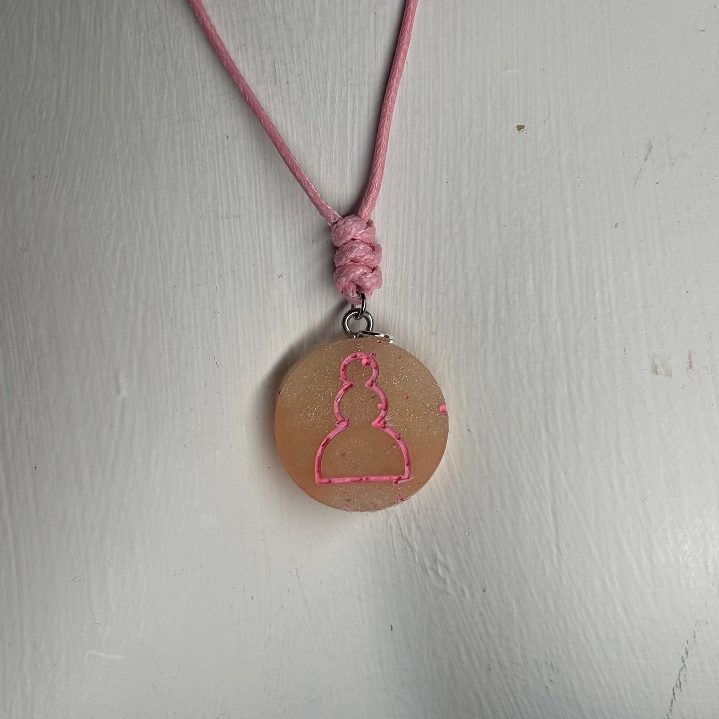 Sunset Pink Pawn - Handmade Resin Chess Necklace