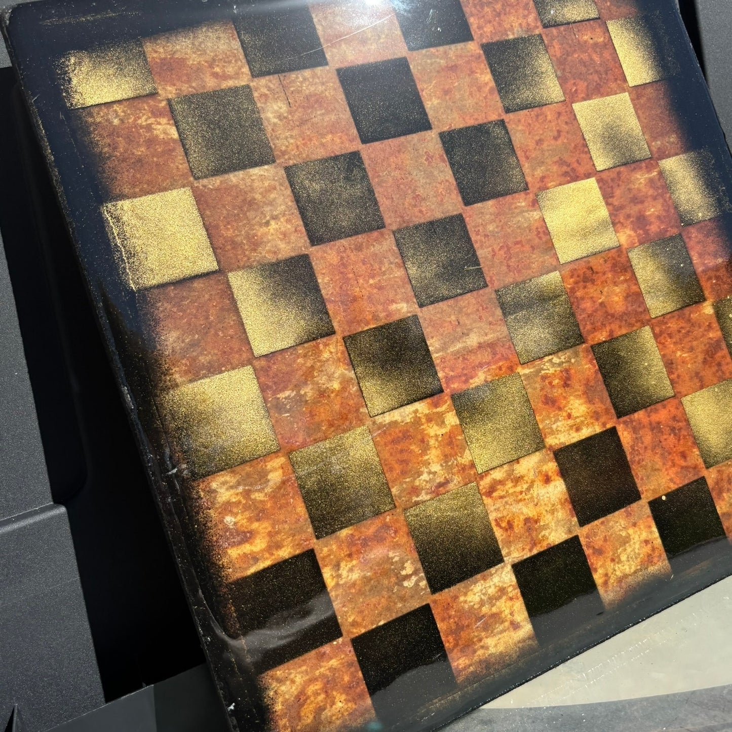 Rustic Orange - Resin Coated Chess Board