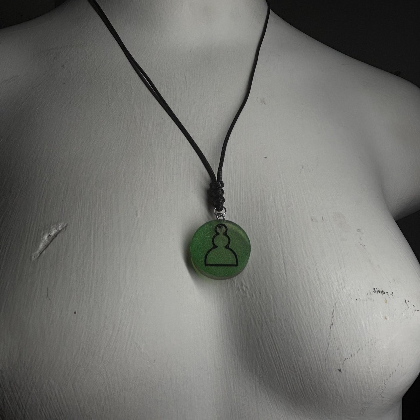 Green Pawn - Handmade Resin Chess Necklace