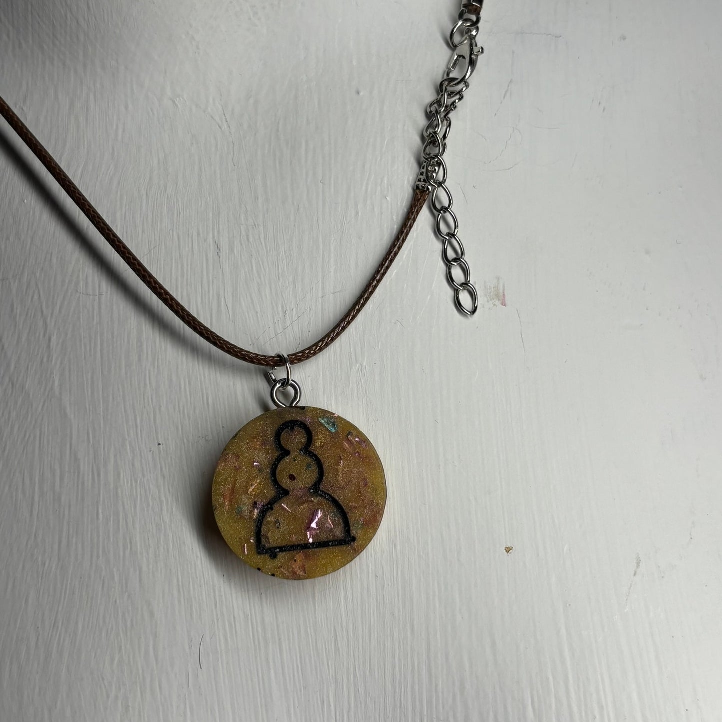 Crystal Yellow Pawn - Handmade Resin Chess Necklace