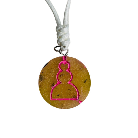 Banana Pink Pawn - Handmade Resin Chess Necklace